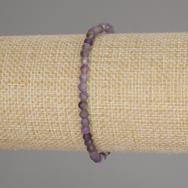 Amethyst bracelet faceted round bead, diameter 4mm +- , length 18cm +- stretch