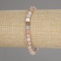 Bracelet Pink Opal Faceted Cube, 5x5mm, Elastic 18cm