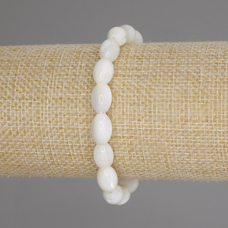 Bracelet Mother-of-Ppearl Grain, diameter 11x7, 5mm±, length 18cm± stretch