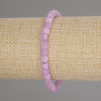 Kunzite Beaded Cubic Bracelet, 5x5mm diameter cubes, 18cm length +/- stretchy