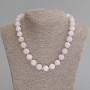 Madagascar Pink Quartz Bead Necklace, smooth round beads diameter 12.5 mm, length 50 cm, with clasp