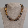 Tiger Iron Faceted Cabochon Beads Necklace, 15-23×12-18 mm, 50 cm long with clasp