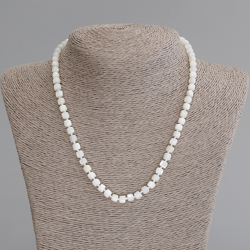 Mother-of-P Pearl Rondelle Beads Necklace, diameter 4-5×5 mm, 50 cm length ± with clasp
