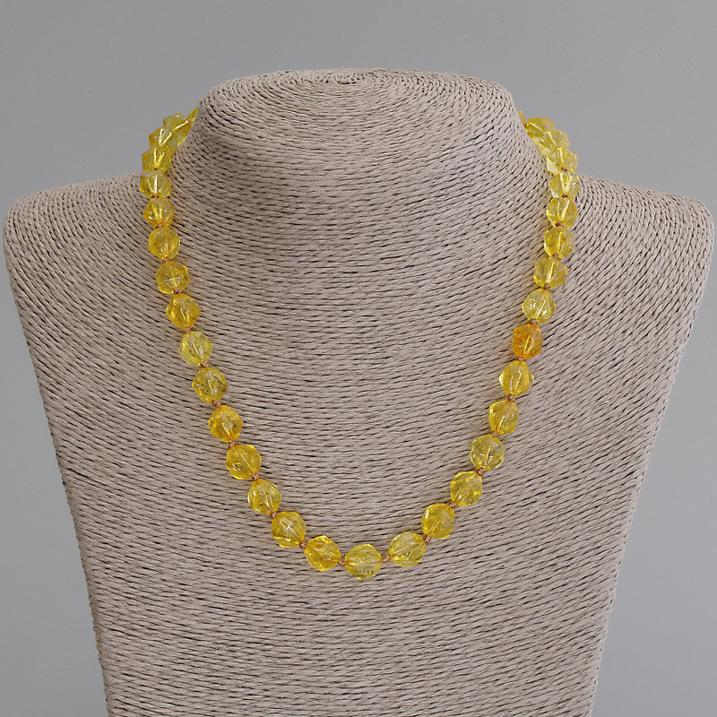 Necklace Citrine faceted, diameter 9, 5×8.5 mm +/-, length 50 cm +/- with clasp