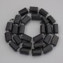 Tourmaline Beads, processed stone, diameter 13-14×9-10 mm, plus 4 mm seed beads, on thread, length 44 cm+