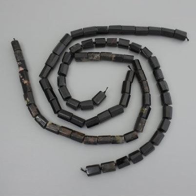 Tourmaline Beads, processed stone, diameter 14–16×11–13 mm ± on thread, length 39 cm+