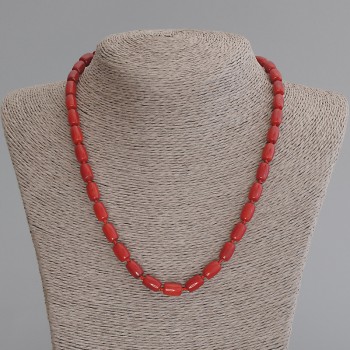 Coral Barrel Bead Necklace 10x6, 5mm +-, length 50cm+- with clasp