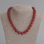 Coral Bead Round 12mm Smooth Sphere +-, length 45cm+- with clasp