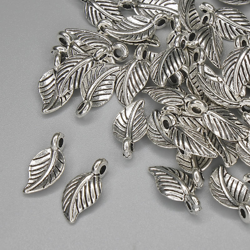 Pendant Charm Leaf Color: Bronze, diameter 15×7 mm ± packaging 46 pcs