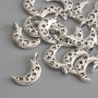 Moon Pendant in Silver Tone, 19x10 mm, ± packaging 18 pieces