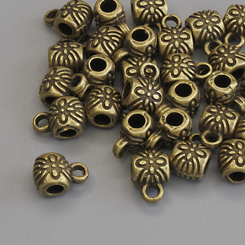 Bronze-colored Bail Findings, size 8.5×6 mm ± holes, diameter 2.8 mm ±, diameter 1.8 mm ±, packaging 20 g (~28 pcs)