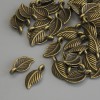 Pendant Pendant Leaf Bronze Color, diameter 15×7mm± packaging 42 pcs