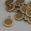 Pendant Lotus in bronze-metal color, diameter 19×15 mm ± packaging 10 pcs