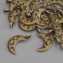 Pendant Charm Moon in Bronze Metal Color, diameter 19×10mm ± packaged 18 pcs