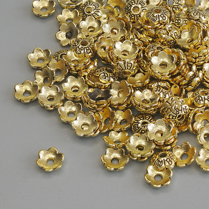 Bead cap findings in metal color Gold, diameter 6x1mm± hole diameter 1.5mm± packaging 20g (~149 pcs)