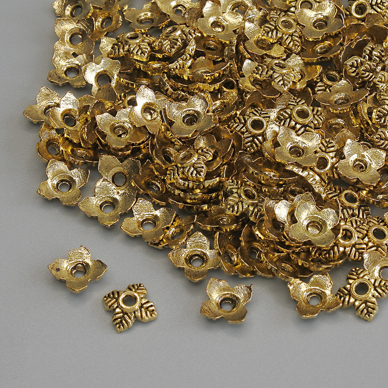 Bead cap findings in gold color, 5x1 mm diameter cap with 1 mm hole, packaging 20 g (~160 pcs)