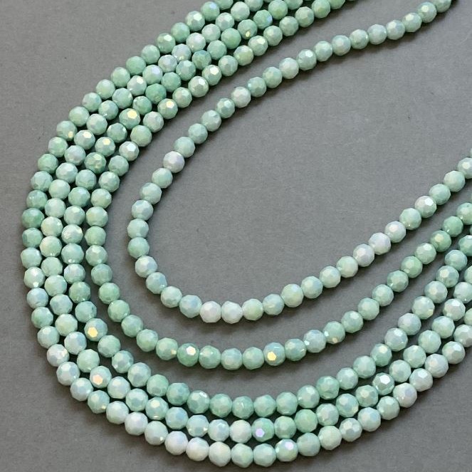 Beads Czech Crystal light green on thread faceted ball, diameter 6mm + -, length 38cm +