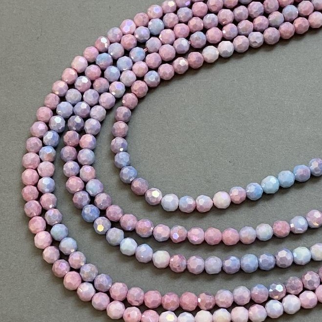 Beads Czech Crystal Multicolor faceted rounds on thread, 6mm diameter +-, length 38cm +