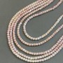 Czech Crystal Faceted Beads Pink with Burnished 'Gasoline' finish on thread, 4x4mm cube, diameter 4x4mm, length 38cm