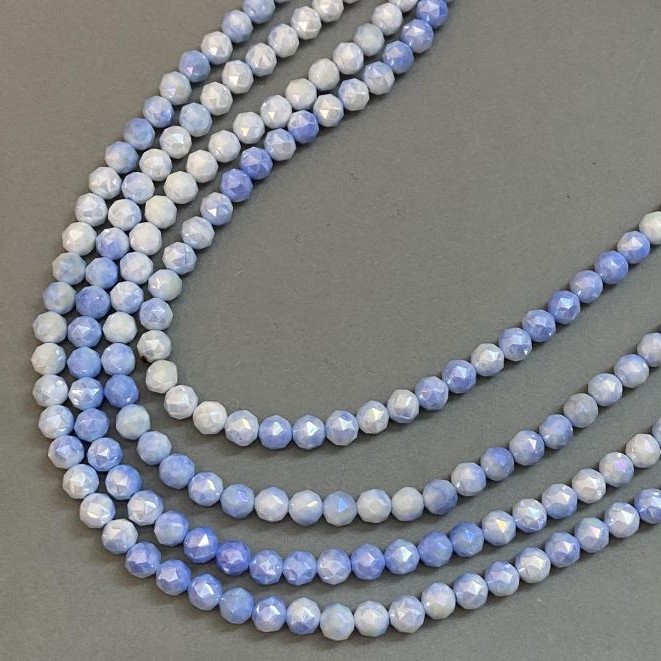 Beads Czech Crystal blue multicolor on thread faceted ball, diameter 8mm + -, length 38cm +