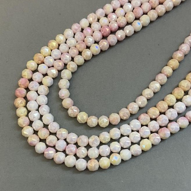 Beads Czech Crystal Multi-color on Thread Faceted Sphere, Ø 8mm + -, length 38cm +