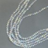 White Czech Crystal beads on a string, white transparent with iridescent oil-sheen coating faceted rondelle, diameter 6x5 mm +/-, length 39 cm +-