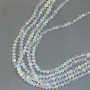 White Czech Crystal beads on a string, white transparent with iridescent oil-sheen coating faceted rondelle, diameter 6x5 mm +/-, length 39 cm +-