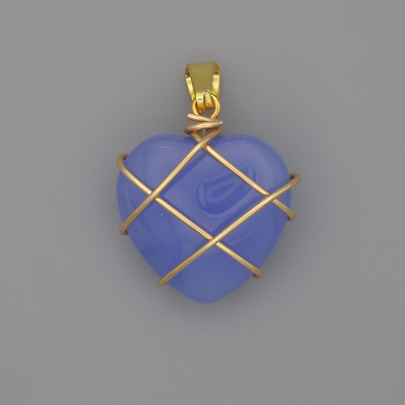 Pendant Heart in Aquamarine Weave 21x21mm+-, diameter 30mm+