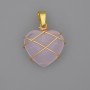 Pendant Heart in Weave Pink Quartz 21x21mm+-, diameter 30mm+-