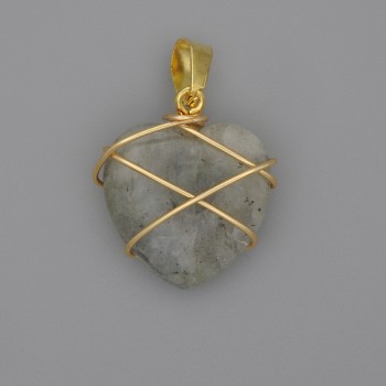 Heart Pendant in Labrodor (Labradorite) Wrapped 21x21 mm, Ø 30 mm