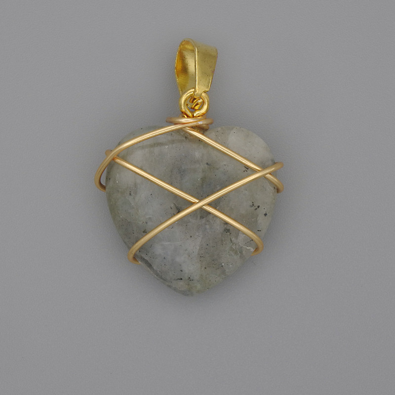 Heart Pendant in Labrodor (Labradorite) Wrapped 21x21 mm, Ø 30 mm