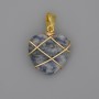 Heart Pendant in Sodalite Wire-Wrapped 21x21mm+-, diameter 30mm+-