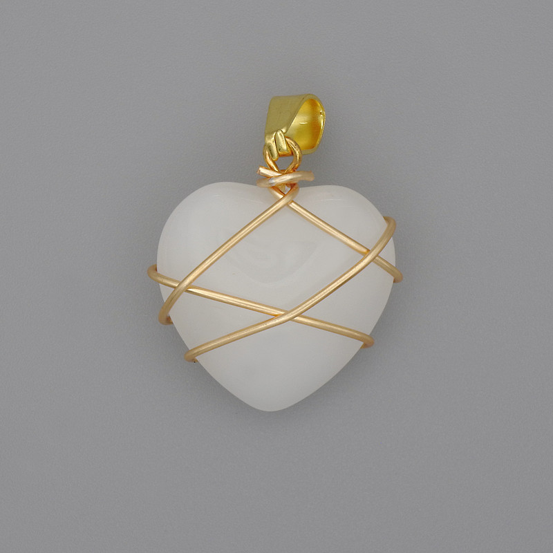 Pendant Heart Wrapped in Mountain Crystal 21x21mm±, diameter 30mm±