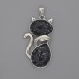 Cat Necklace Snowy Obsidian 42×25 mm ±, length 50 mm ±