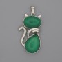 Cat Pendant Chrysoprase 42x25mm ±, length 50mm ±