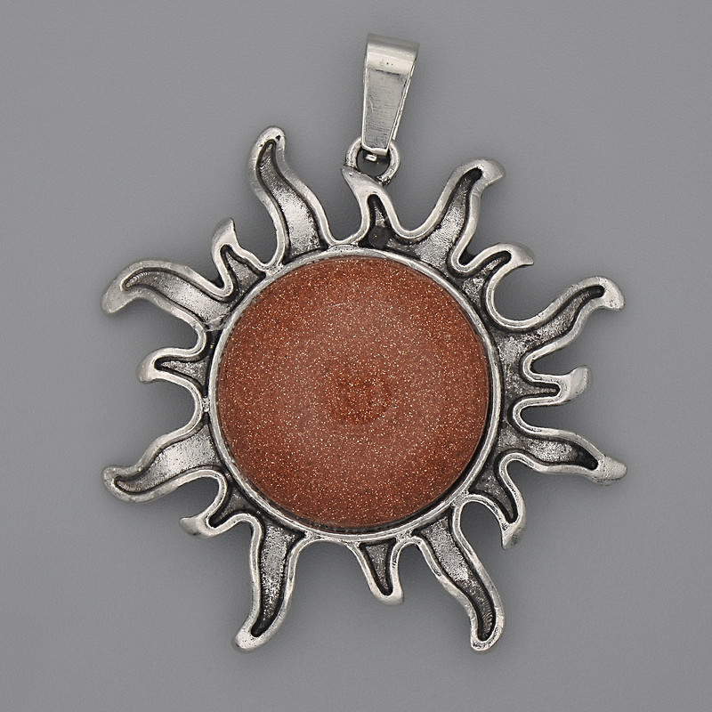 Pendant Sun Aventurine Golden Sand 39mm+-, length 46mm+-