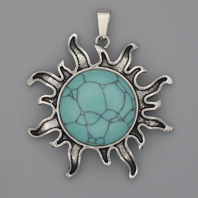 Pendant Sun Turquoise 39mm+-, length 46mm+