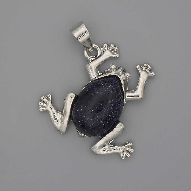 Frog Pendant Aventurine Cairo Night 29x28mm±, length 37mm±