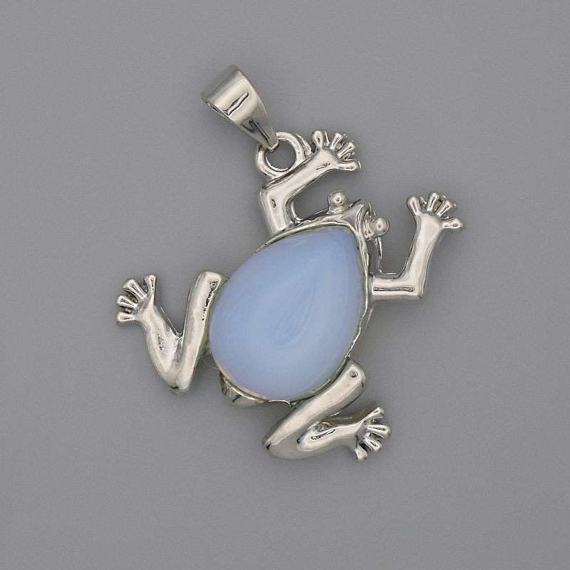 Frog Pendant Moonstone 29x28mm+-, pendant length 37mm+