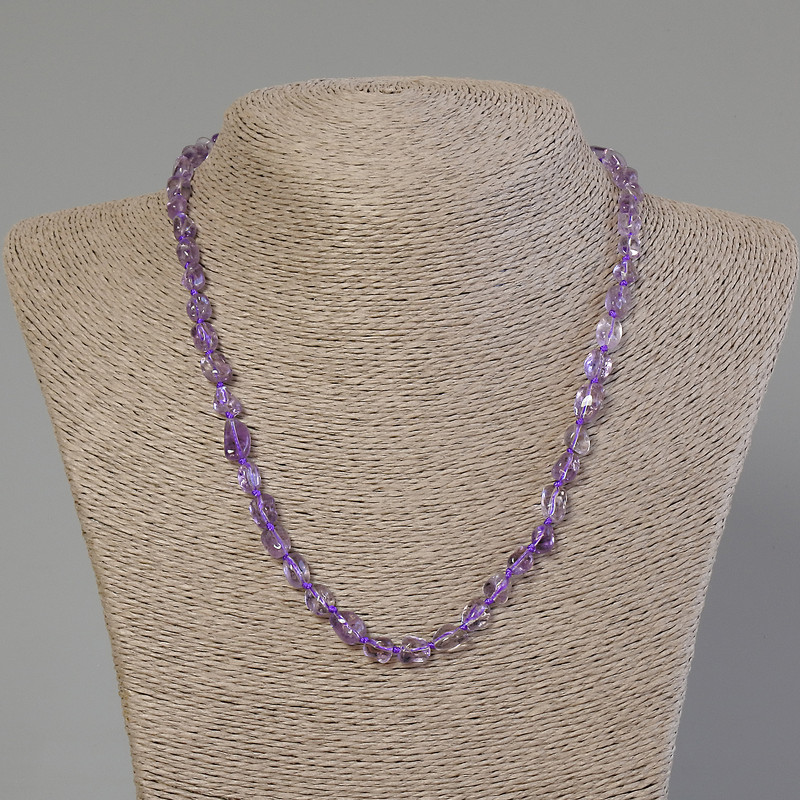Necklace of natural stone Amethyst faceted, diameter 7-9x6-7mm+-, length 50cm +- with clasp