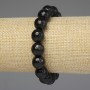 Bracelet, Black Agate, Faceted Round Beads 12mm, Stretch, 18cm