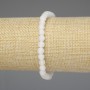 Bracelet Frosty White Agate Smooth Beads 6mm+-, stretch length 18cm+-