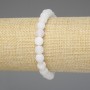 Bracelet Frosty White Agate Smooth Bead 8mm+-, Length 7.1in (18cm) Stretch