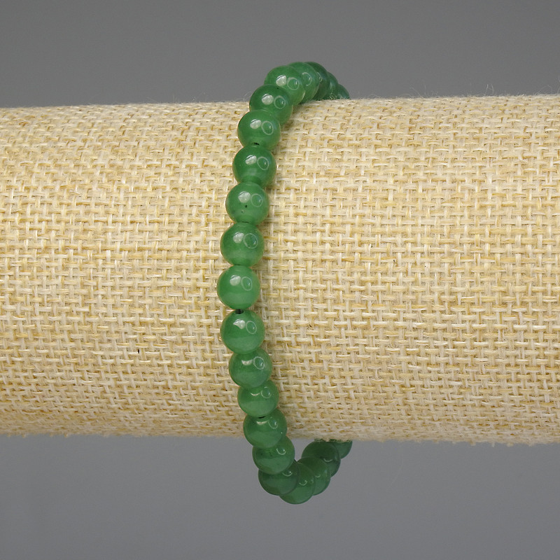 Chrysoprase Bead Bracelet Smooth Round 6mm ±, Length 7.1in ± Stretch