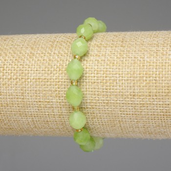 Bracelet Chrysoprase Olivine faceted bead 9x8mm+- beaded 3mm+-, length 18cm+- stretch