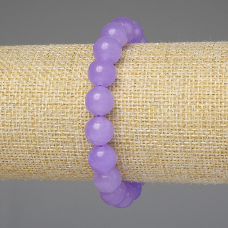 Bracelet Lavender Amethyst Smooth Bead 10mm +-, length 18cm +-, stretch