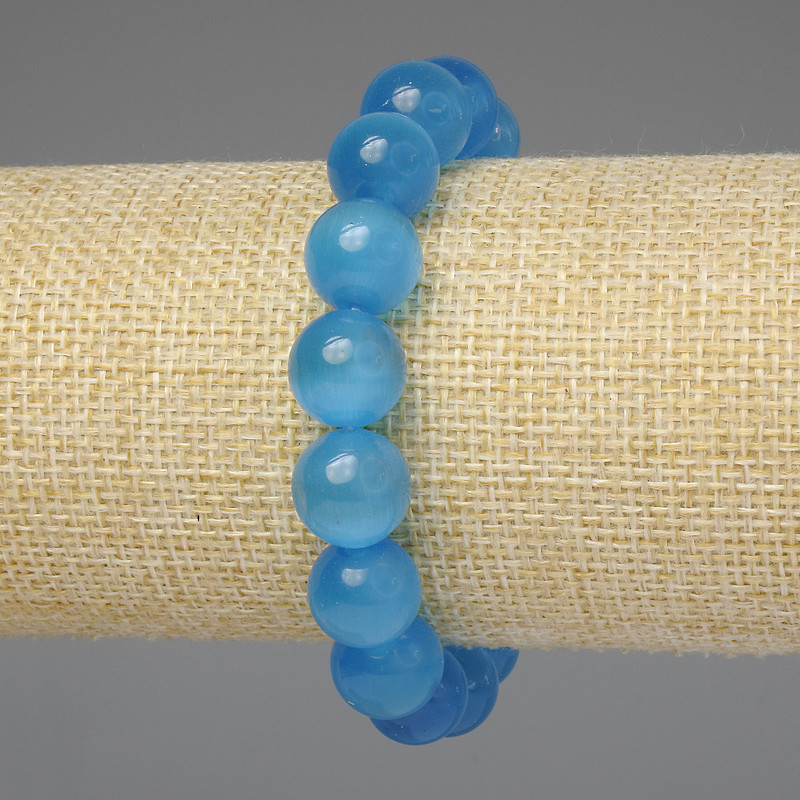 Bracelet Azure Cat's Eye Smooth Bead 2mm+-, length 18cm+- stretch