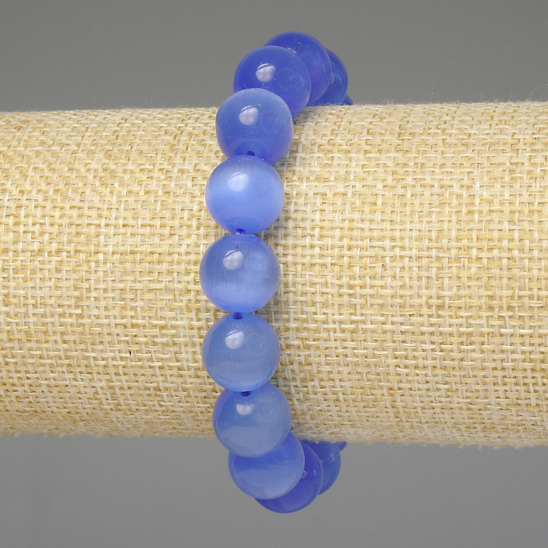 Bracelet Blue Tiger's Eye Smooth Bead 12mm ±, 18cm ± length