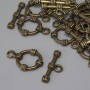 Toggle Clasp, diameter 19.5x3.5 mm, round hoop 14 mm, hole diameter 9 mm, bronze color, 11 pcs pack