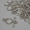Toggle Clasps, toggle clasp, diameter 15x3mm± round, diameter 9.5mm±, hole diameter 7mm±, silver metal color, patina, 15 pcs±